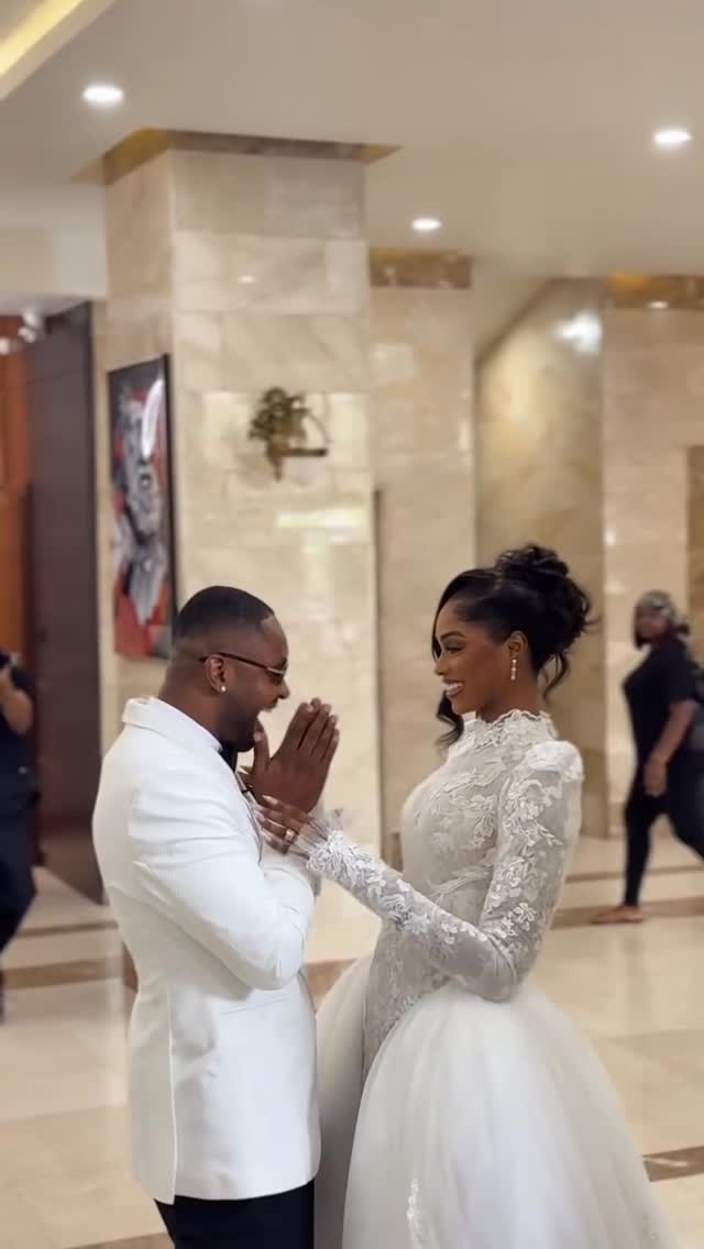 A first-look moment from a Nigerian wedding